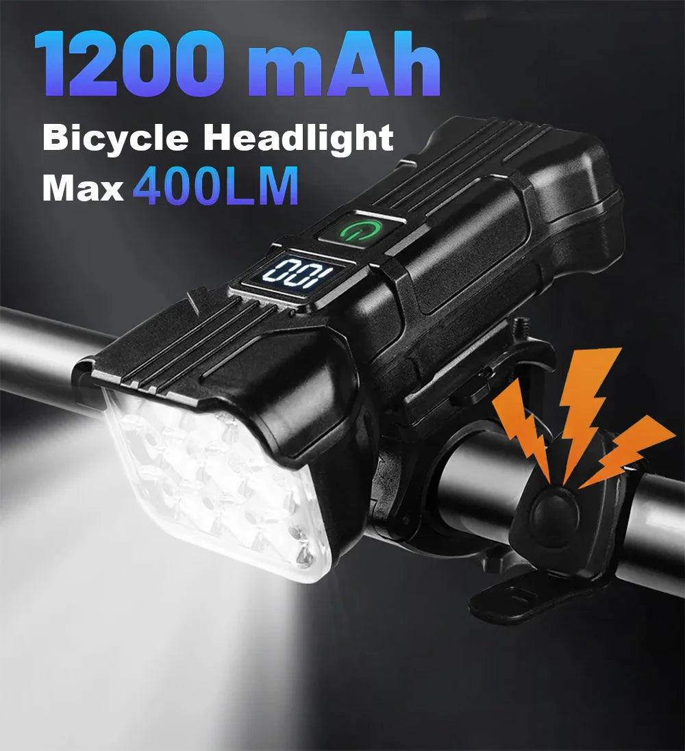 Bike Light & 140dB Horn – 12 LED 400 Lumen USB-C Rechargeable