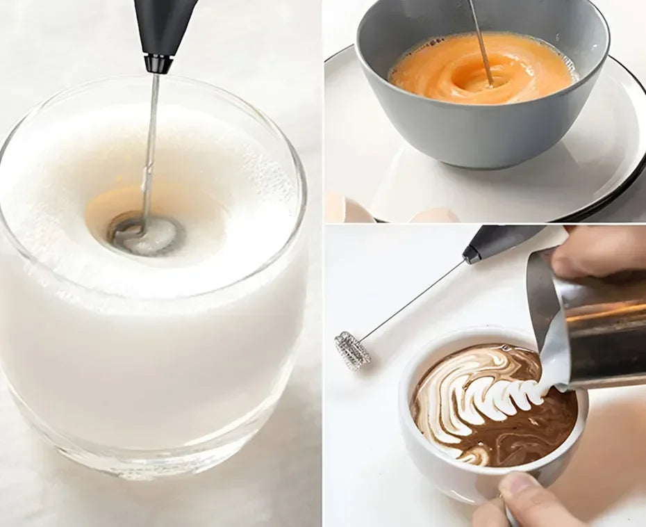 Electric Milk Froth Stirrer Wireless Coffee Whisk Handheld Egg Beater Cappuccino Foam Stirrer USB Portable Kitchen Tools Frother Peaceful Pleasures Health and Wellness