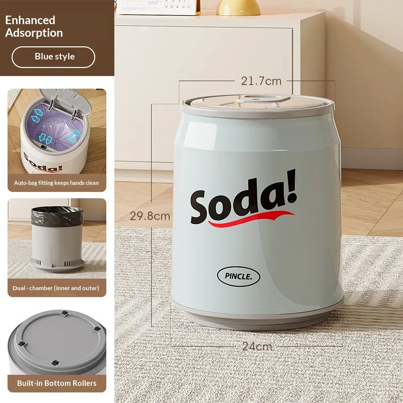 Creative Shaped Push Type Plastic Large Multifunctional Trash Can with Durable Lid for Home Bathroom Living Room Peaceful Pleasures Health and Wellness L Blue A