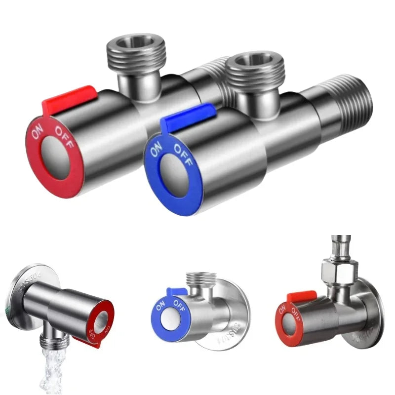 G1/2 Stainless Steel Hot Cold Inlet Valve Toilet Filling Angle Valves Sink Basin Water Heater Faucet for Bathroom Accessories Peaceful Pleasures Health and Wellness