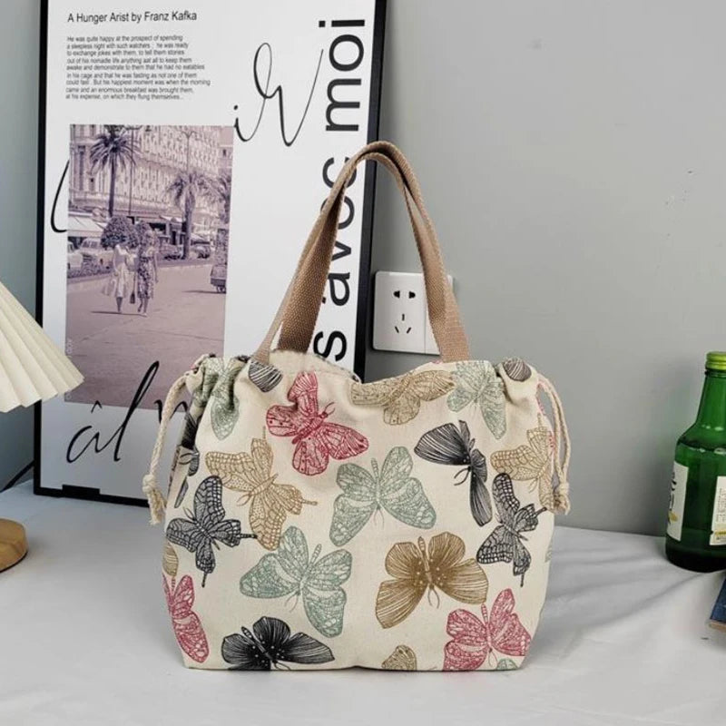 Fashion Printed Canvas Tote Bag – Large Capacity Lunch Handbag