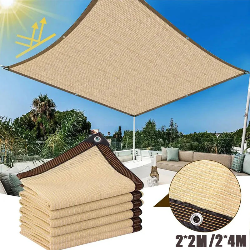Beige Sun Shade Sail UV Block Canopy with Grommets | Garden Patio