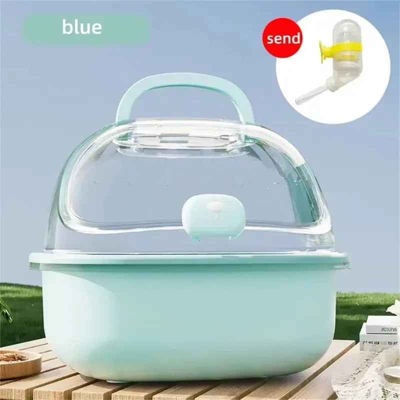 Transparent Portable Hamster Cage – Large Space, Handheld Travel Small Animal Cage Peaceful Pleasures Health and Wellness
