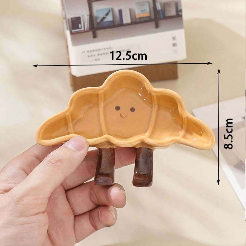 Cartoon Cute Bread Shaped Ceramic Seasoning Dish Irregular Creative Home Utensils Dipping Dish Peaceful Pleasures Health and Wellness D