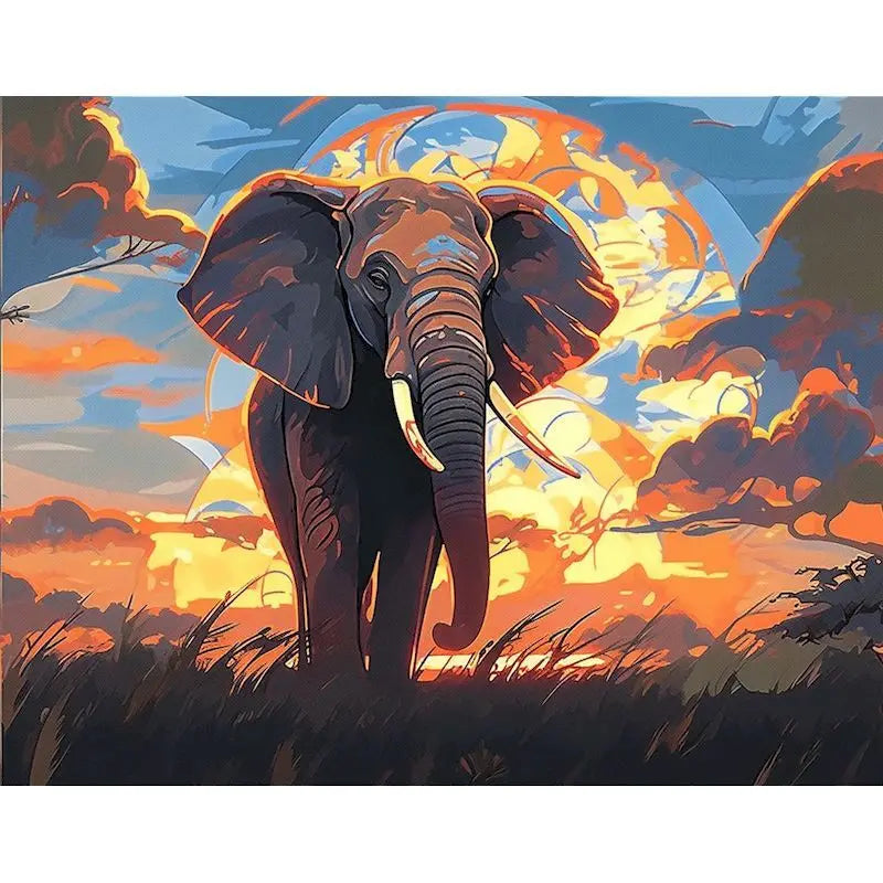 African Elephant Paint by Numbers Kit | 60×75cm Canvas Art