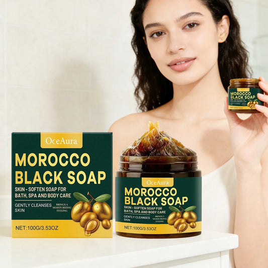 OceAura Moroccan Black Soap – Exfoliating Body Bar 100g Exfoliating Soap Bar Oasis Select
