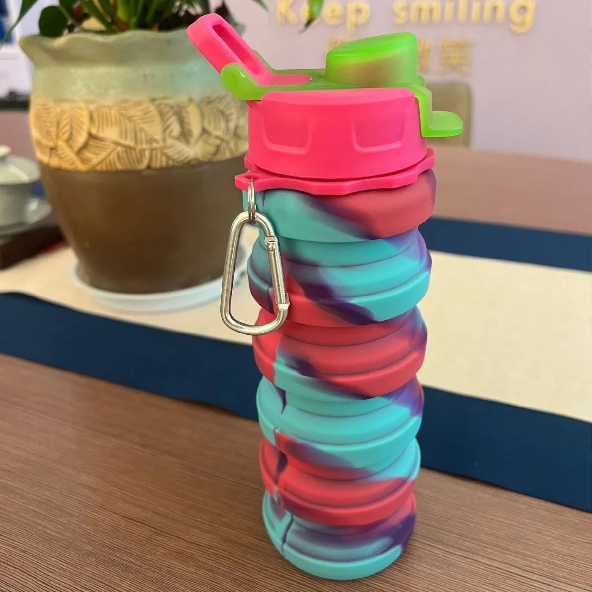 Sports Water Bottles 500ml,Leak proof Twist Cap Free Retractable for Home Outdoor,Biking, Hiking Portable Water Bottle Cups Peaceful Pleasures Health and Wellness