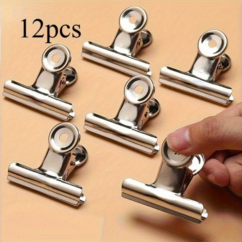 12-Pack Heavy Duty Stainless Steel Food Bag Sealers - Reusable and Multifunctional Sealing Clips Suitable for Kitchen, Office, School - Ideal Home Organizers and Storage Essentials | Modern Kitchen Accessories | Durable Struc Peaceful Pleasures Health and Wellness 12Pcs