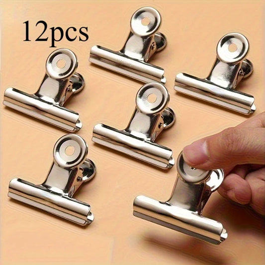 12-Pack Heavy Duty Stainless Steel Food Bag Sealers - Reusable and Multifunctional Sealing Clips Suitable for Kitchen, Office, School - Ideal Home Organizers and Storage Essentials | Modern Kitchen Accessories | Durable Struc Peaceful Pleasures Health and Wellness 12Pcs
