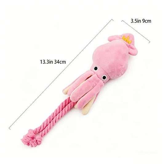 Squeaky Octopus Dog Toy | Cotton Rope Chew Toy for Puppies Interactive Dog Toy Peaceful Pleasures Health and Wellness pink