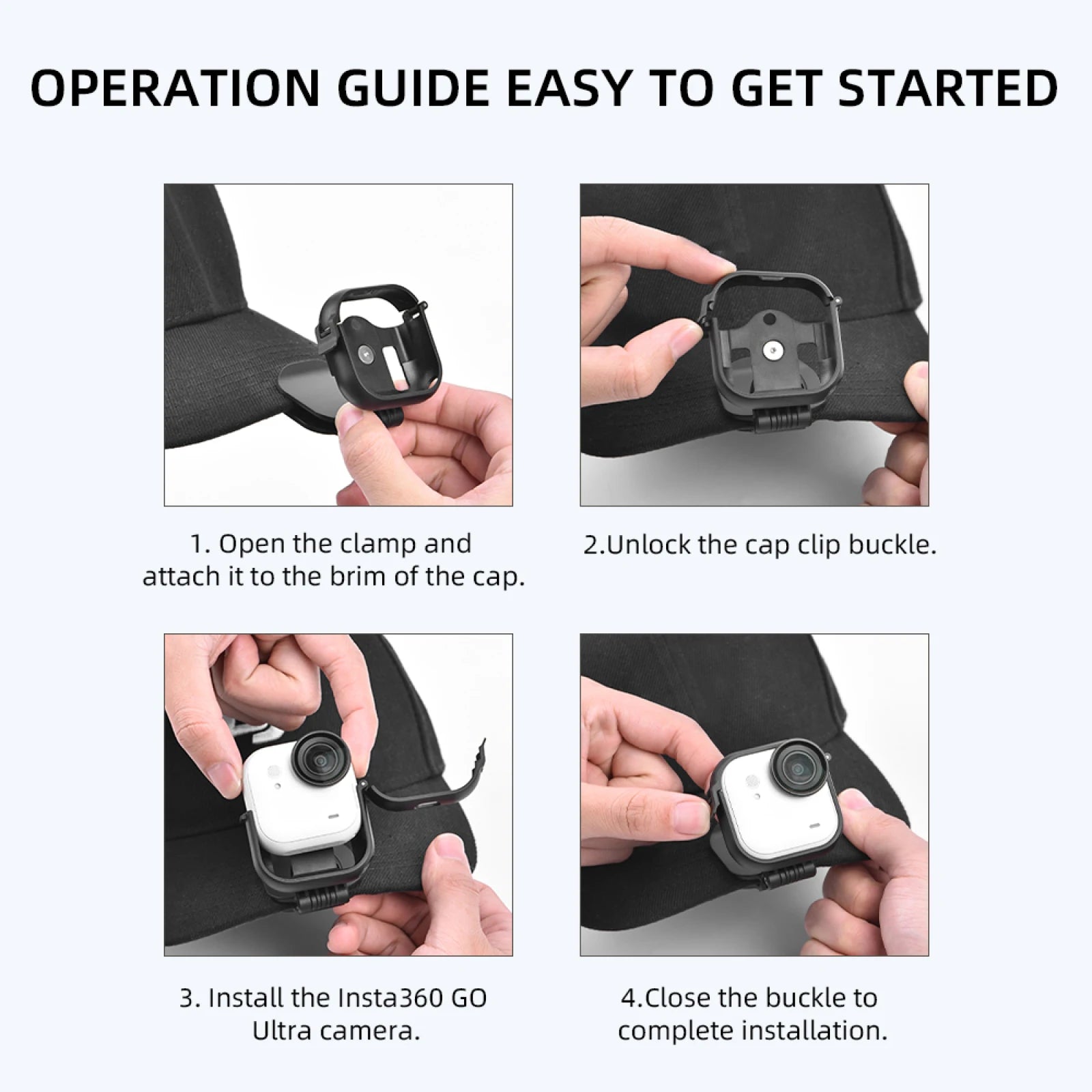 Portable For Insta360 GO Ultra Brim Clip First-Person View Mount For Action Cameras Unlock Pov Perspective First-Person Shooting Peaceful Pleasures Health and Wellness
