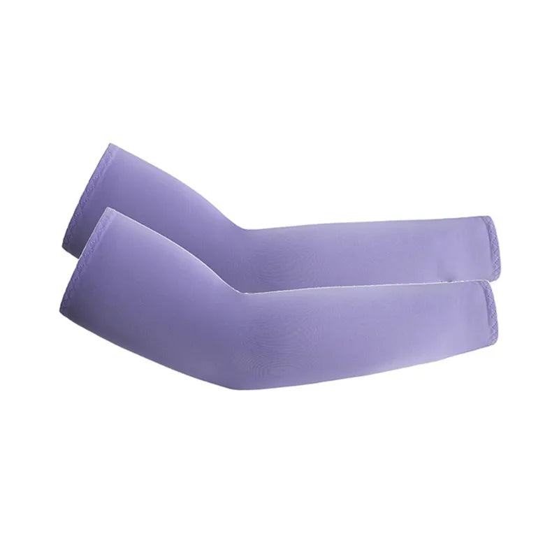 Cycling Sun Protection Ice Silk Sleeves Comfortable Breathable and UV-resistant Arm Protection Sleeves for Outdoor Cycling Peaceful Pleasures Health and Wellness purple-1 pair