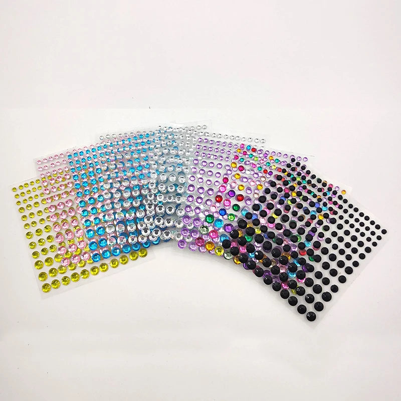 3PCS Jewel Sparkle Crystal Eye Drill Sticker Facial Beauty Decorations Holiday Makeup Crystal Diamond Stickers Color Random Peaceful Pleasures Health and Wellness