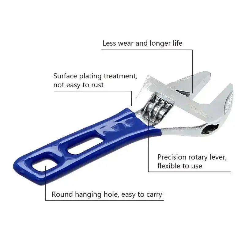 Adjustable Crescent Wrench Wide Jaw Heavy Duty Thin Light Design Home