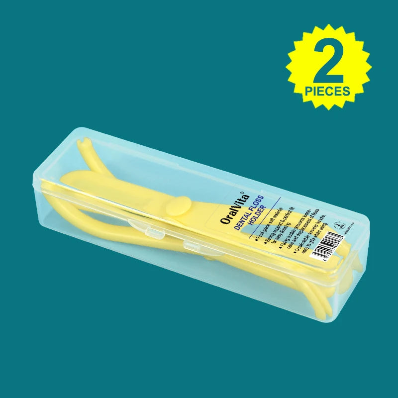 1/2Pcs Reusable Pick Holder Y Shape Plastic Dental Floss Rack Teeth Clean Care Tool Without Dental Floss Oral Hygiene Toothpick Peaceful Pleasures Health and Wellness 2pcs Yellow