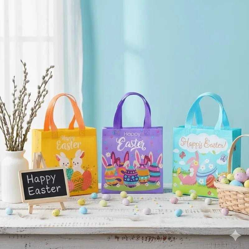 Easter Bunny Gift Bags with Handles – 50pc Non-Woven Bags