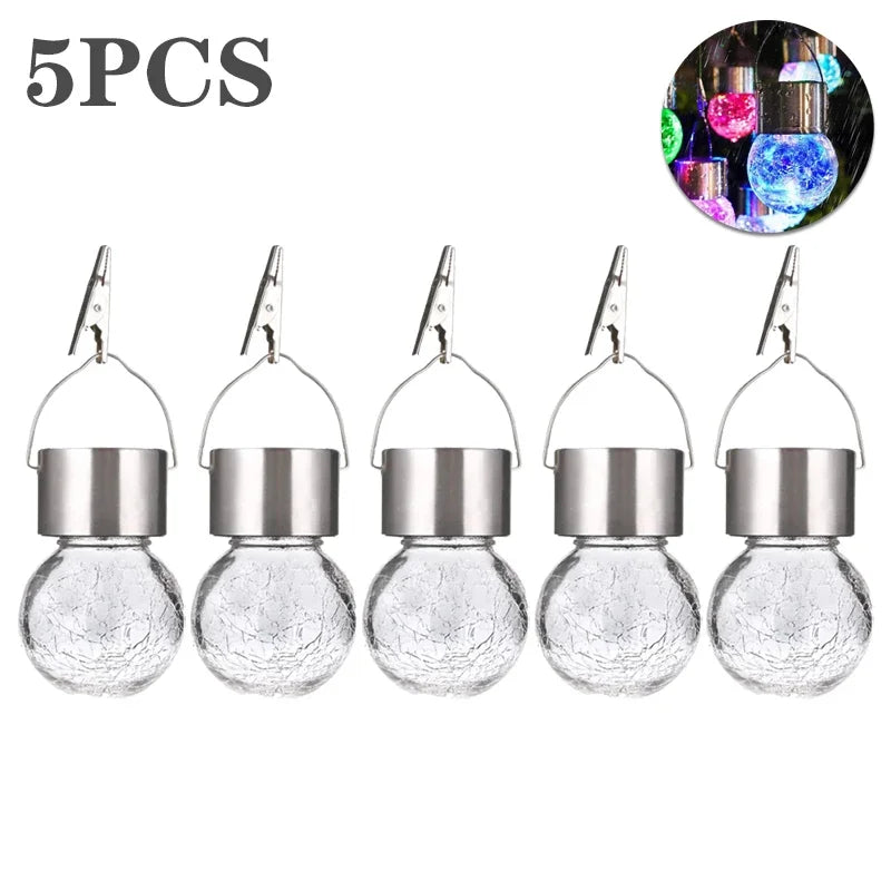 Solar Hanging Garden Lights – Colorful LED Cracked Glass Ball