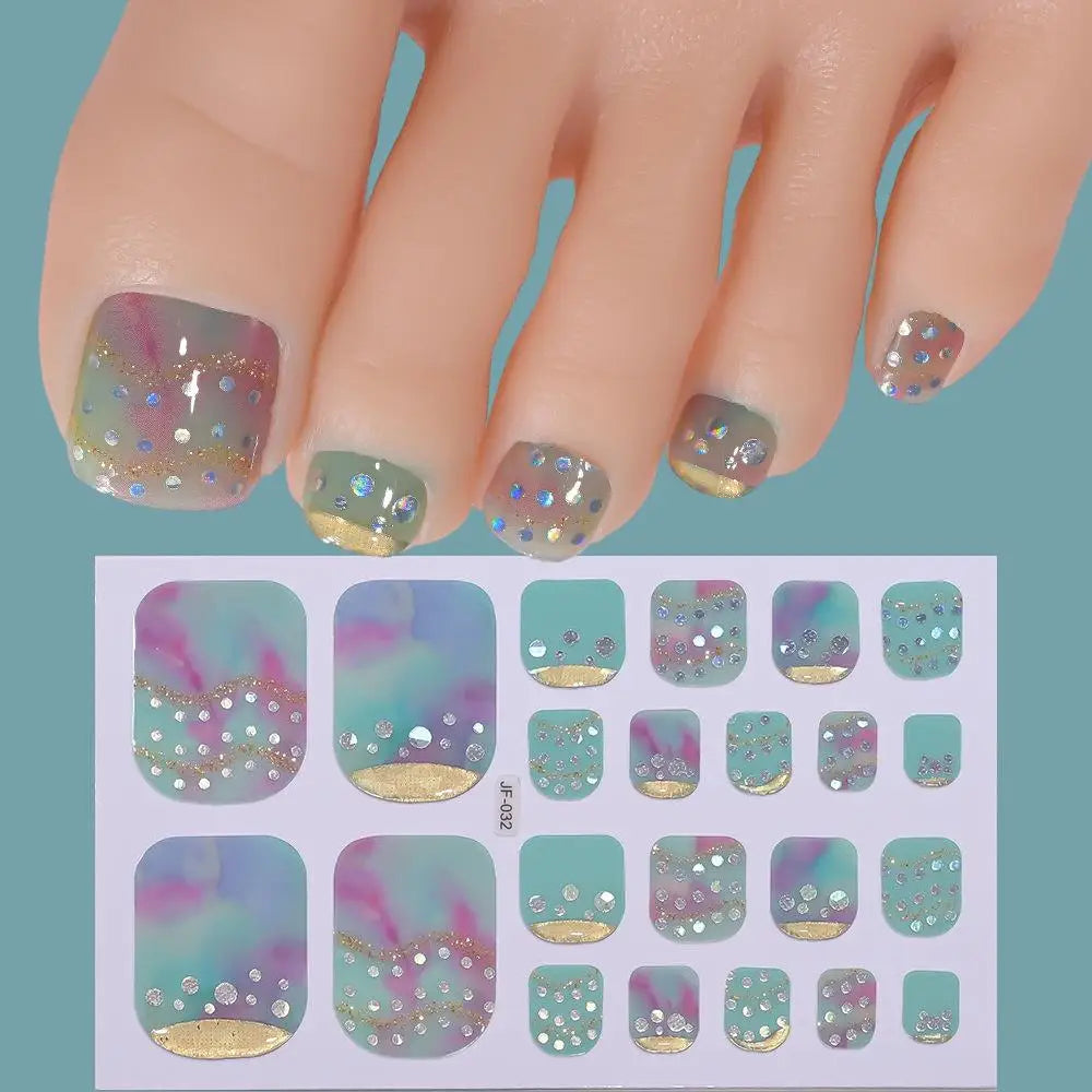 22tips/Sheet Glitter Toenail Stickers Glittering Full Wraps for Summer Pool and Beach for Nail Art and Decorative Nail Decals Peaceful Pleasures Health and Wellness B