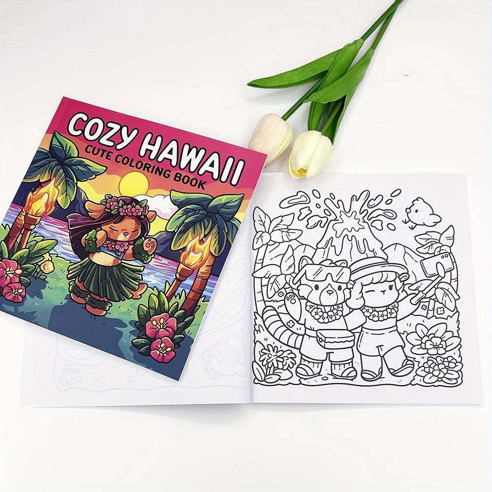 Hawaiian Coloring Book Creative Cute Students Can Decompress Draw