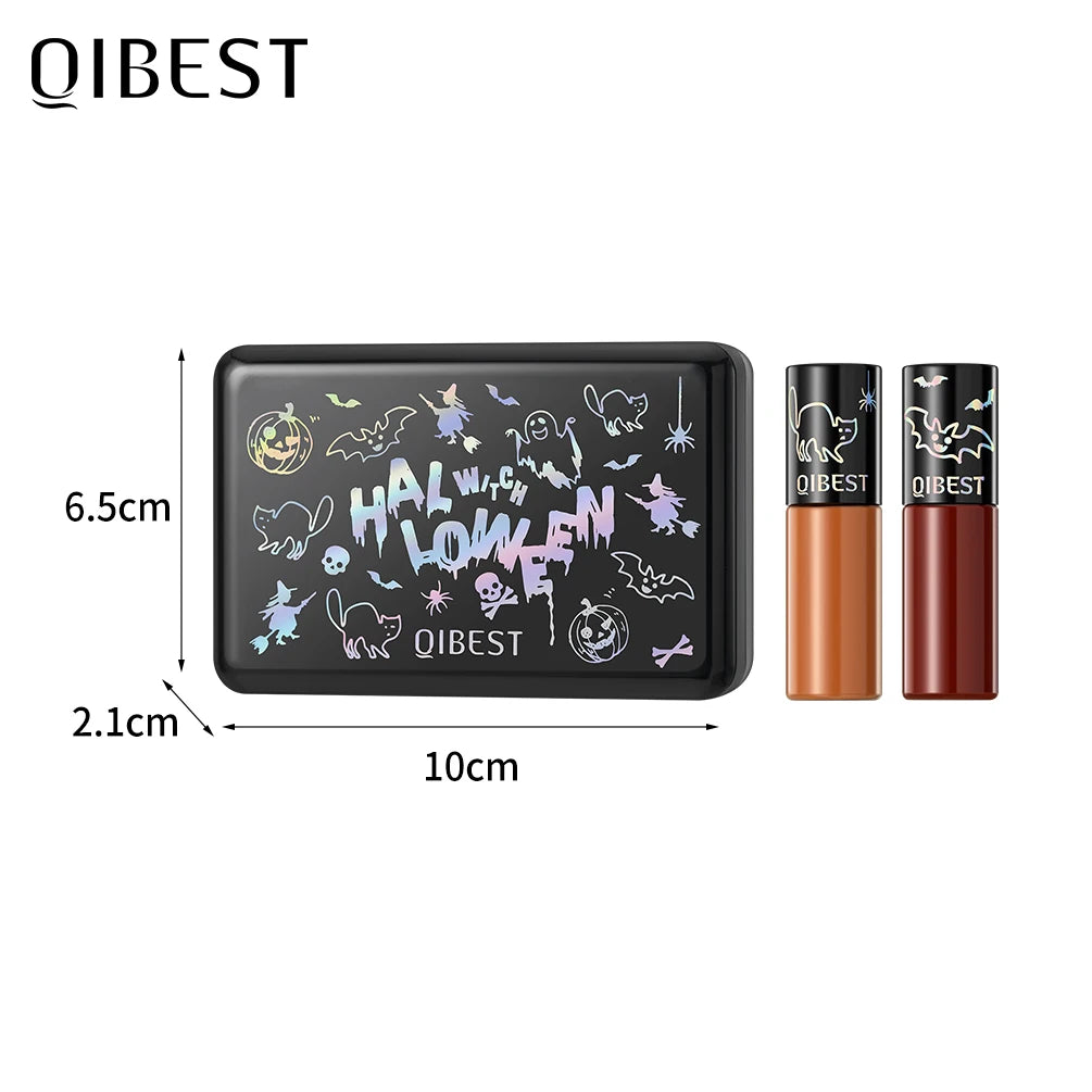 QIBEST 6 Color Halloween Makeup Sets Matte Liquid Lipstick Black White Purple Green Red Orange Lipgloss Non-Stick Cup Lipstick Peaceful Pleasures Health and Wellness