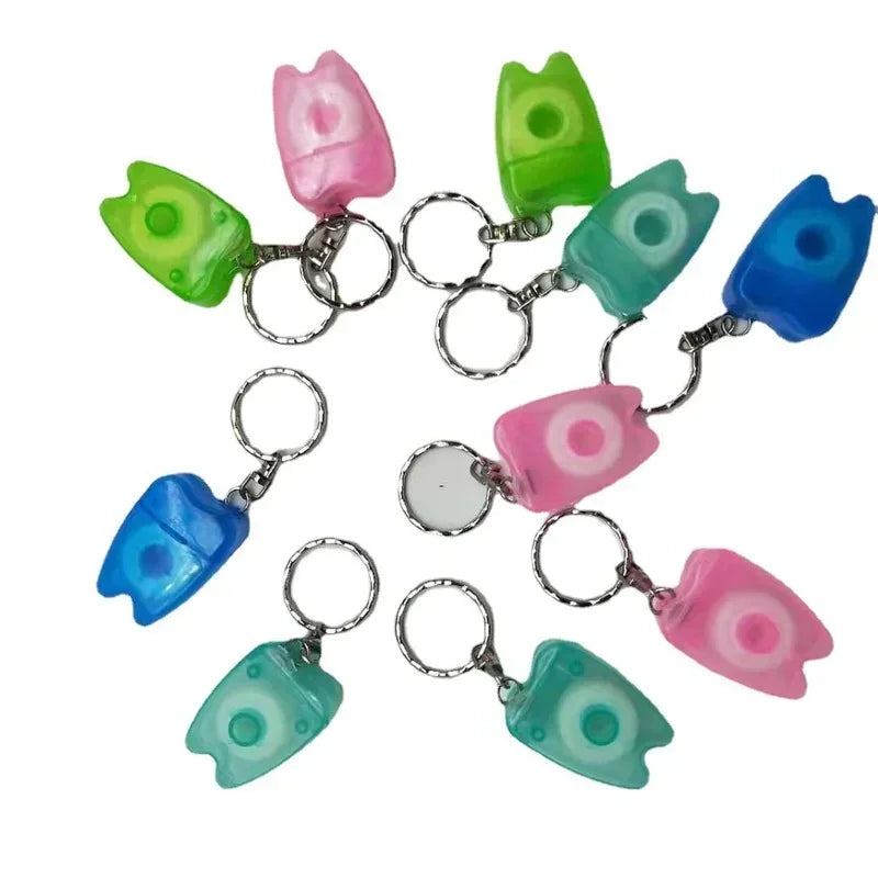 Portable Tooth Care Accessory for Oral Hygiene, 1PC 15m Nylon Wire Dental Floss, Plastic Keychain Shaped Toothpick for Teeth Cle Peaceful Pleasures Health and Wellness