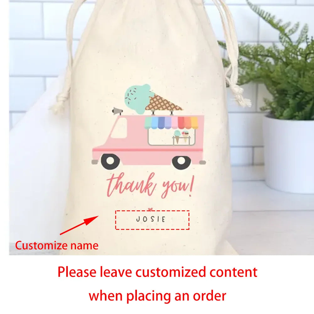 Personalized Ice Cream Truck Party Favor Bags – Set of 4