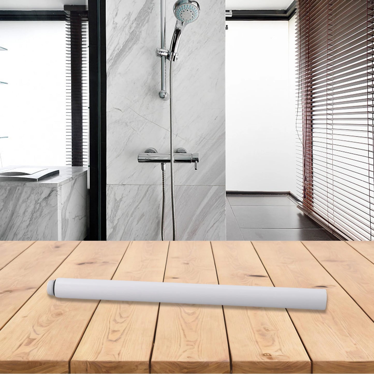 Shower Extender Bathtub System Black Grey Round Extension Bar Faucet