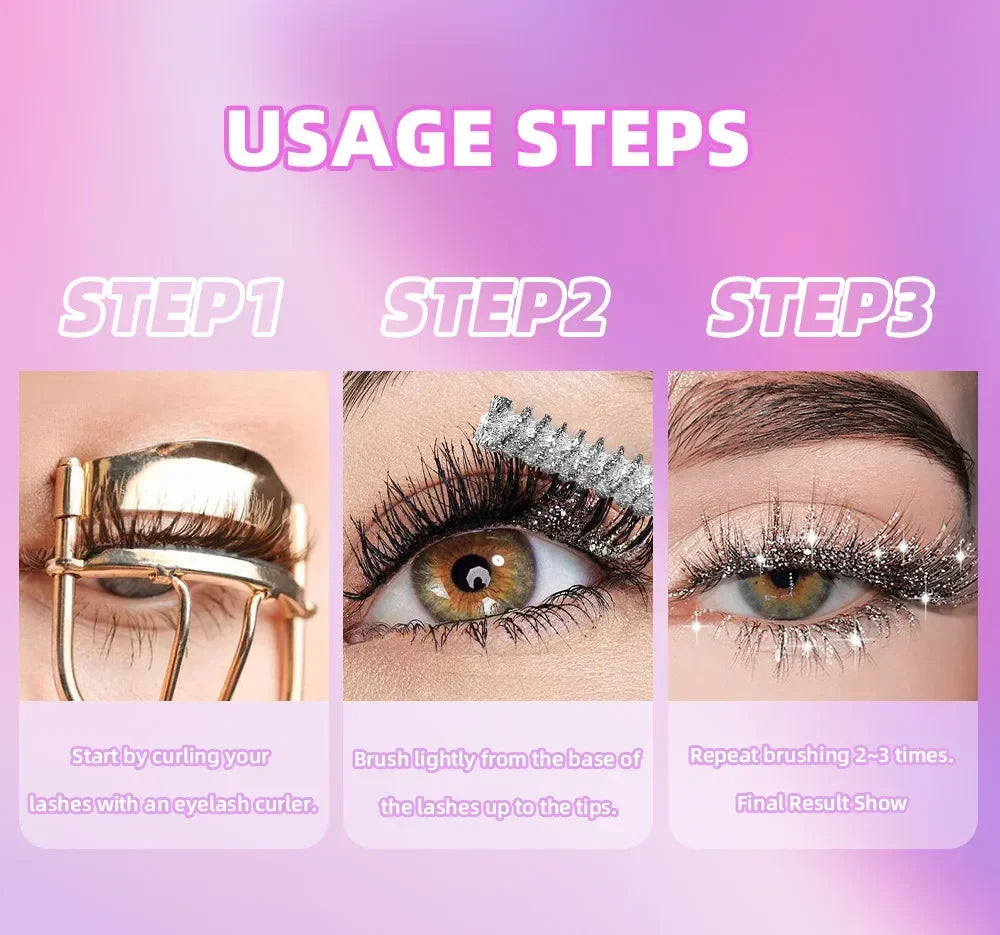 Diamond Glitter Mascara – Waterproof, Volumizing, Long-Lasting