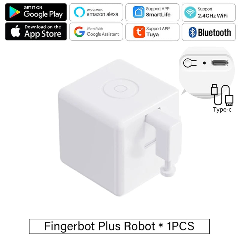 Tuya Finger Robot Zigbee/Bluetooth Fingerbot Plus CR2 battery version Robot Button Pusher Switch Bot Work With Smart Life App Peaceful Pleasures Health and Wellness A Bluetooth TypeC W