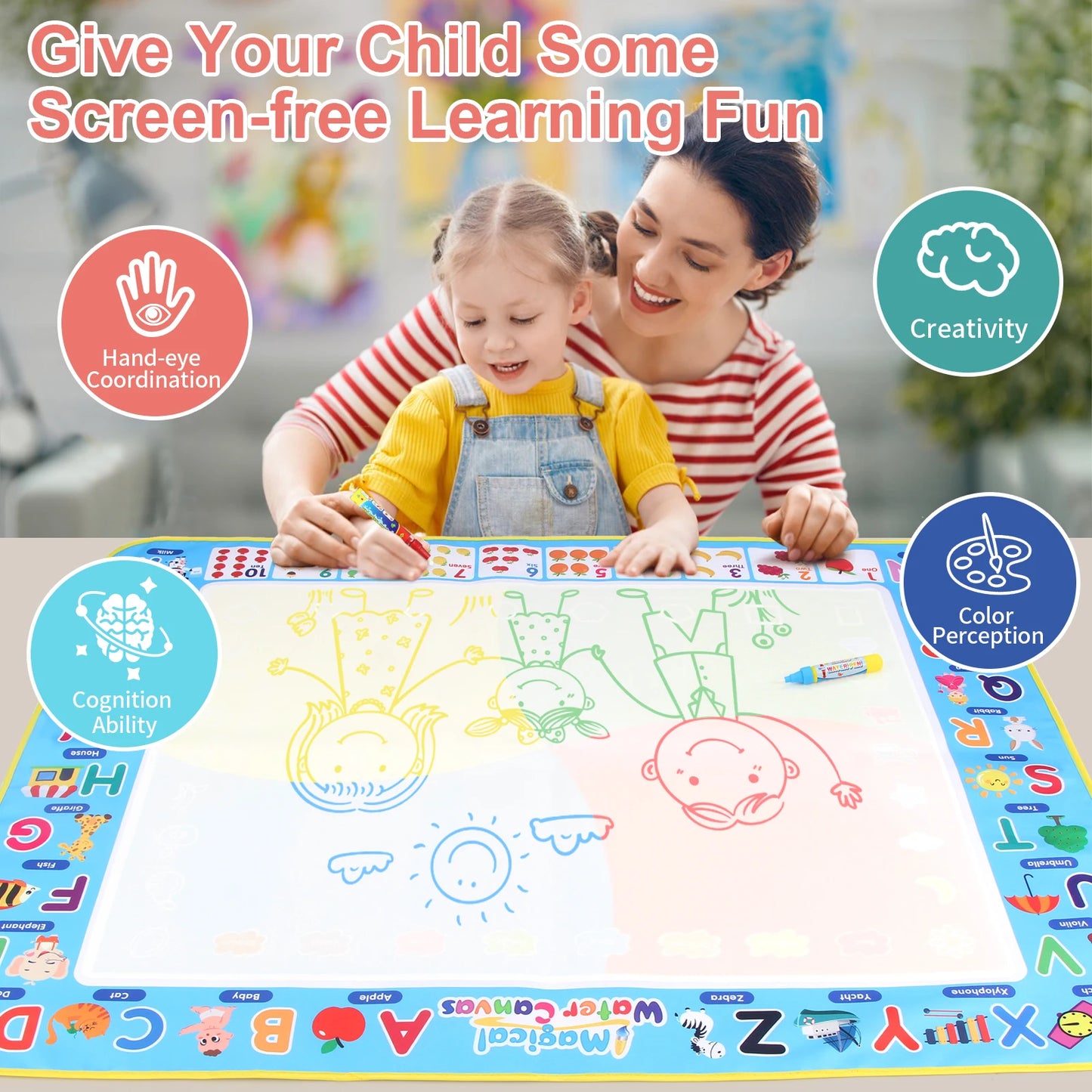 Coolplay Water Doodle Mat Coloring Drawing Reusable Magic Pens