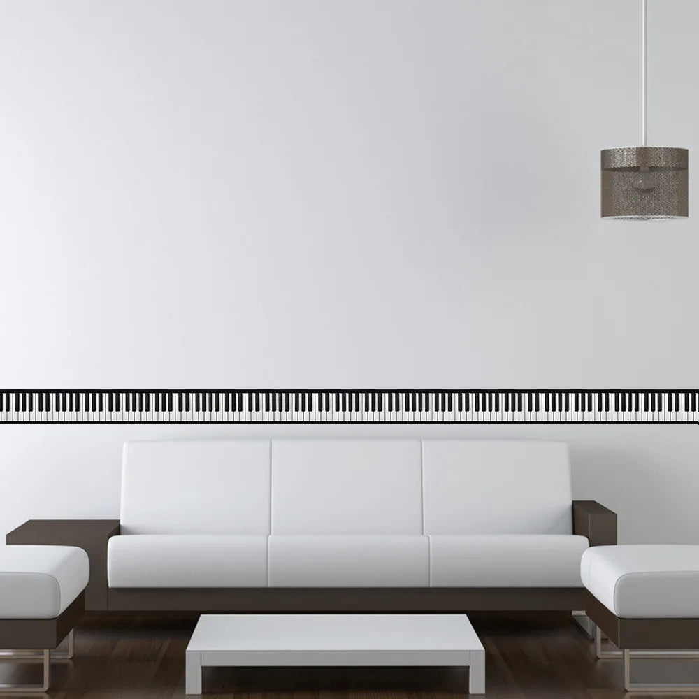 Black and White Piano Keys Wall Stickers Kicking Baseboard Waist Line Wallpaper Decals Music Decoration Glass Door Decor Musica Peaceful Pleasures Health and Wellness