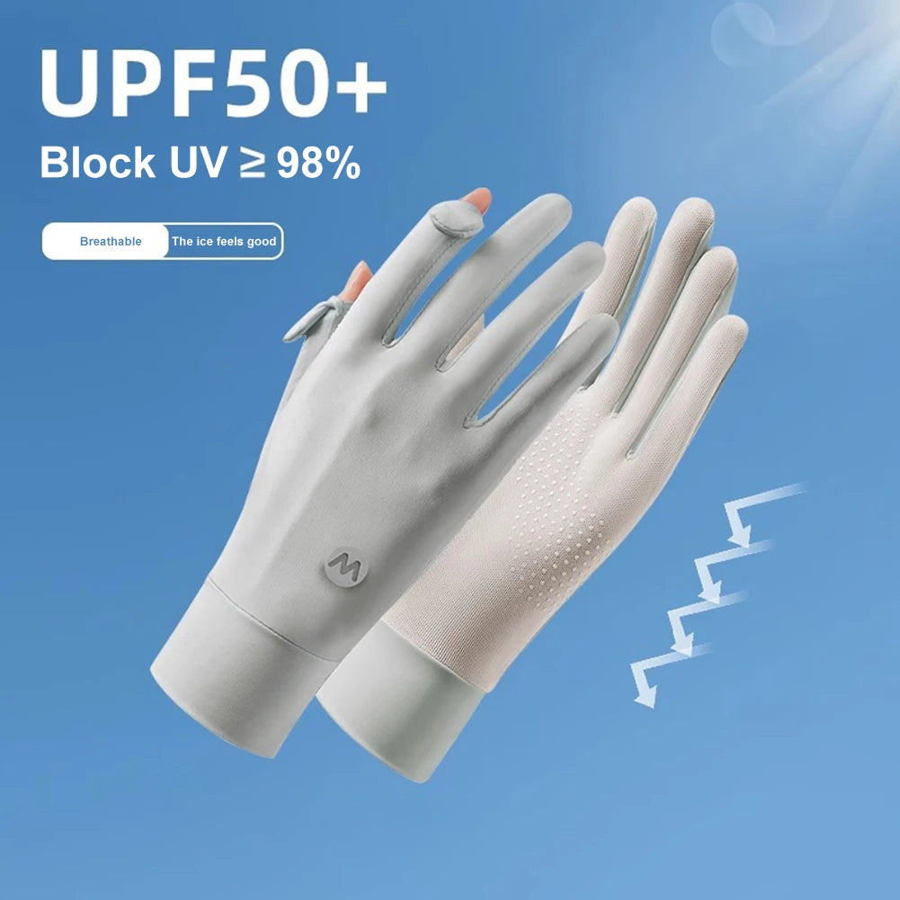 Women UV Sun Protection Gloves Full Finger Touchscreen Ultra Thin Sun Gloves Breathable Ice Silk Cycling Gloves for Summer Peaceful Pleasures Health and Wellness