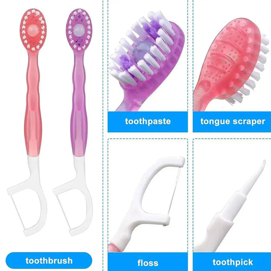 Disposable multi-functional toothbrush Double head use a must-have and convenient toothbrush for traveling With Dental Floss Peaceful Pleasures Health and Wellness