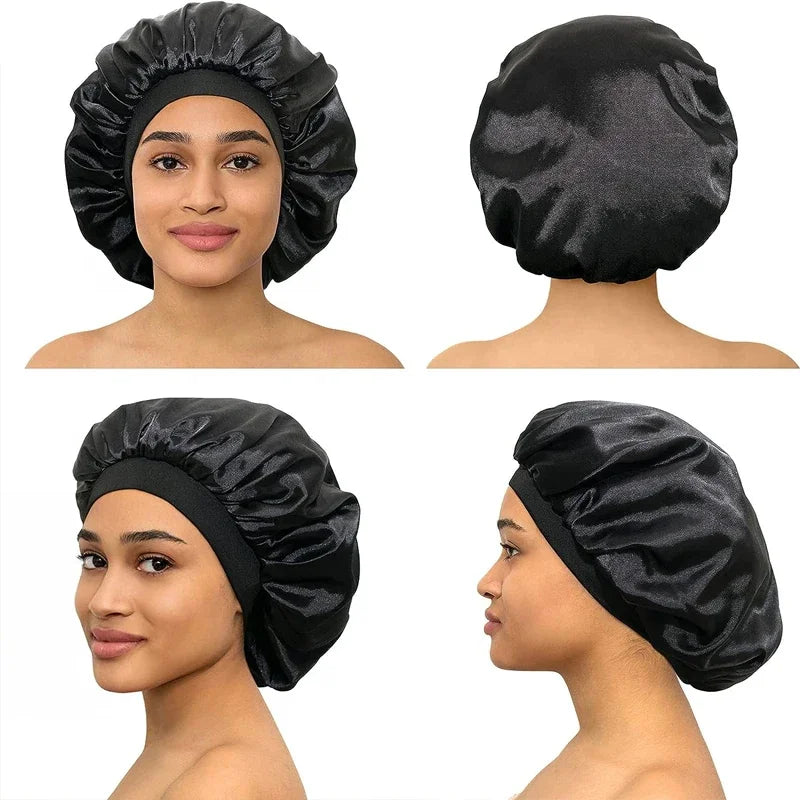 1 Large Satin Headband, Silk Headband for Sleeping, Sleeping Hat with Elasticized Soft Strap, Women's Hair Care Shower Cap Peaceful Pleasures Health and Wellness