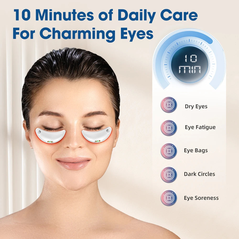 2-IN-1 Face & Eye Beauty Massager Micro-current Red Light EMS Anti Aging Bags Dark Circles Reduce Electric Eye Rejuvenation Pads Peaceful Pleasures Health and Wellness