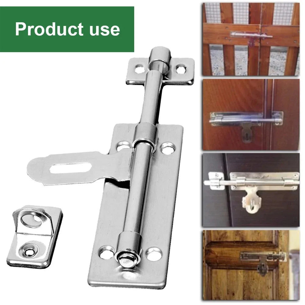 4-Inch Stainless Steel Barrel Bolt Latch & Padlock Clasp Set