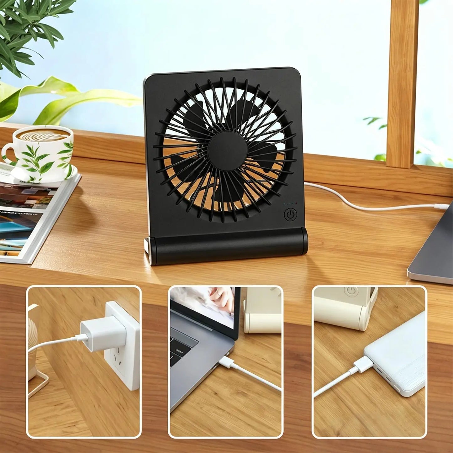 Desk Fans Small Quiet 220 Tilt Ultra Quiet USB Rechargeable Small Travel Fan For Home Office Bedroom Dorm Nap Indoor Table Peaceful Pleasures Health and Wellness
