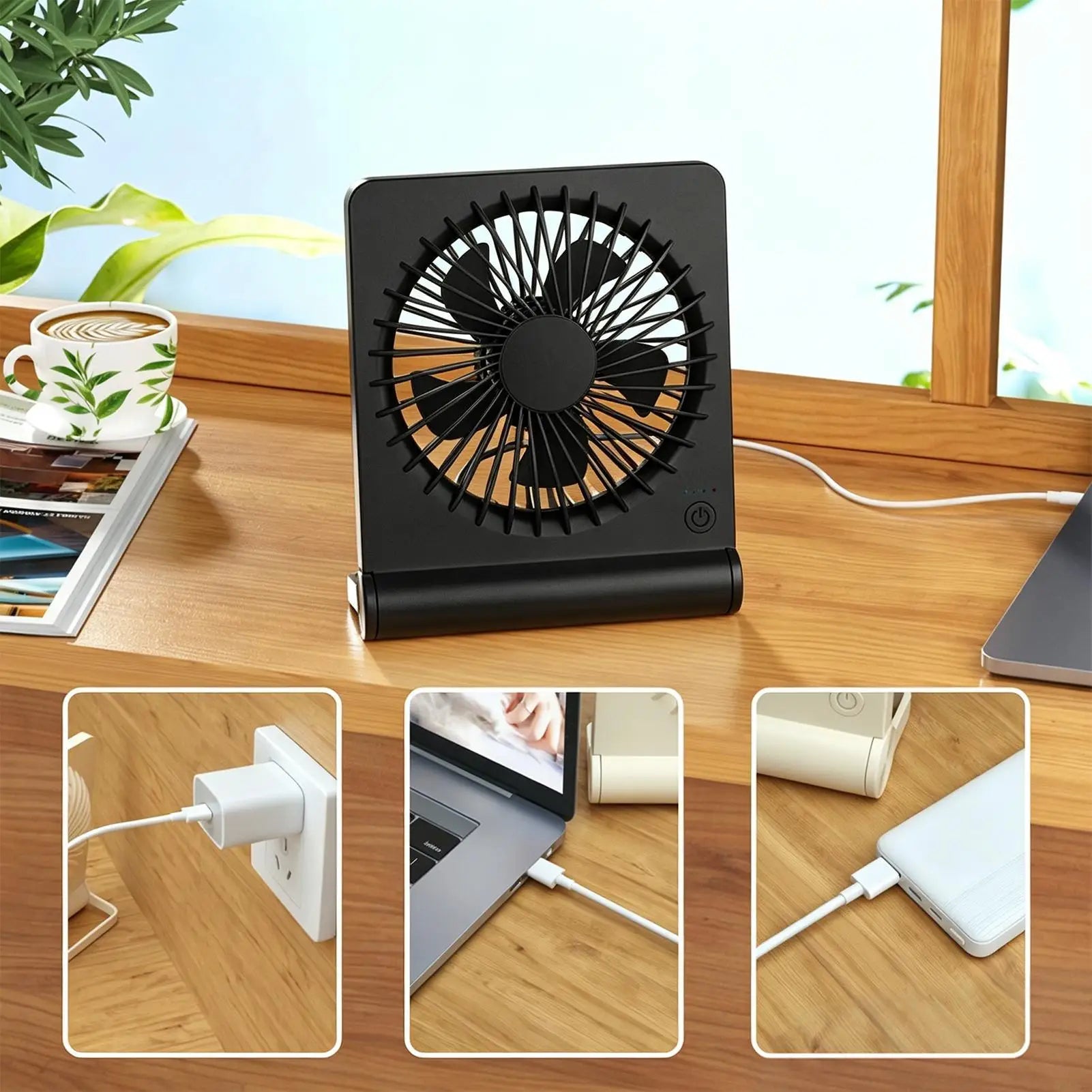 Desk Fans Small Quiet 220 Tilt Ultra Quiet USB Rechargeable Small Travel Fan For Home Office Bedroom Dorm Nap Indoor Table Peaceful Pleasures Health and Wellness