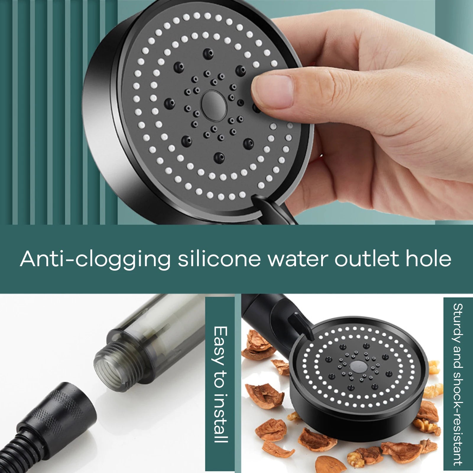 Bathroom Hand Held Shower Head Water Saving Pressure Shower Device for Cleaning Tile Corner Toilet Peaceful Pleasures Health and Wellness