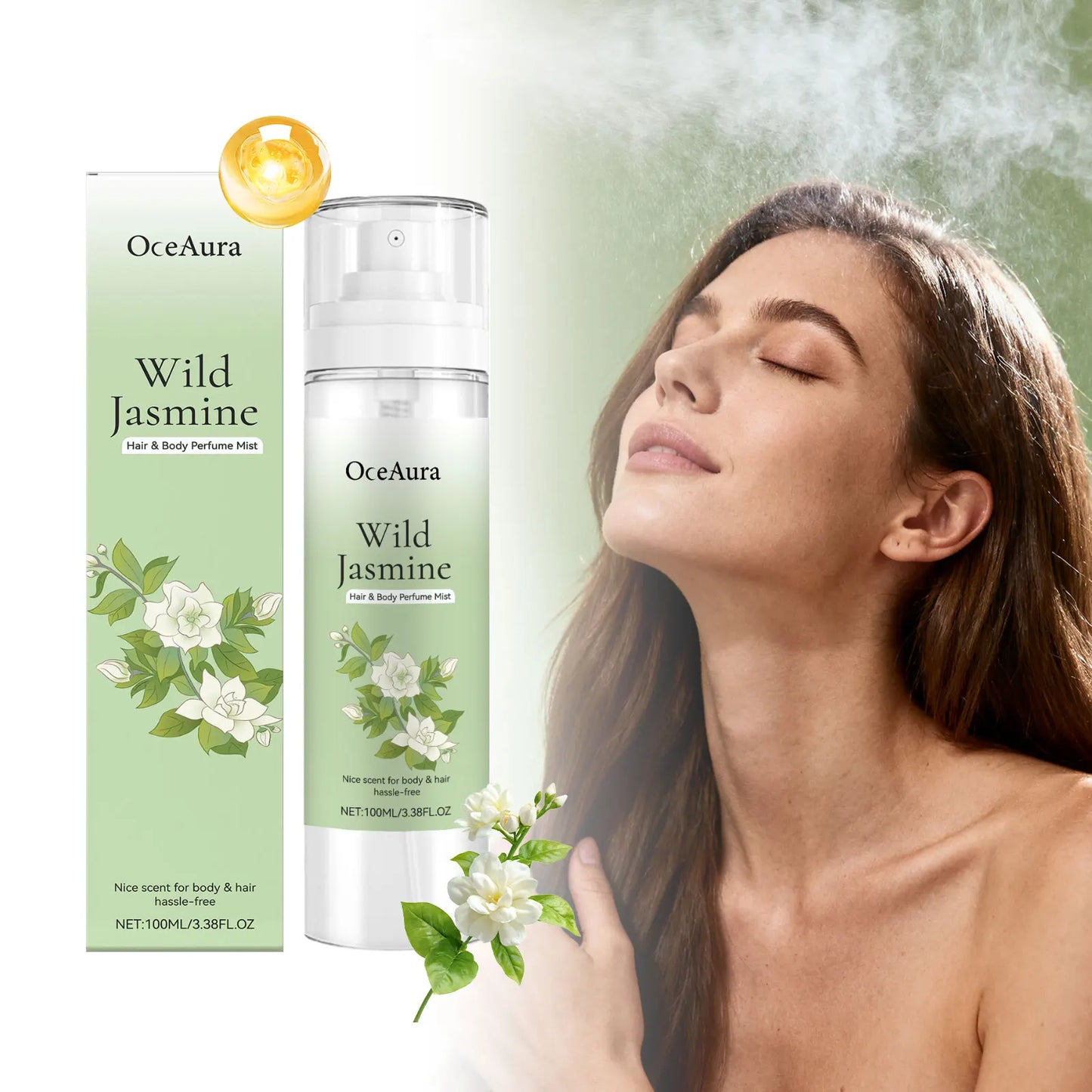 OceAura Jasmine Body & Hair Perfume Spray | Nourishing Mist