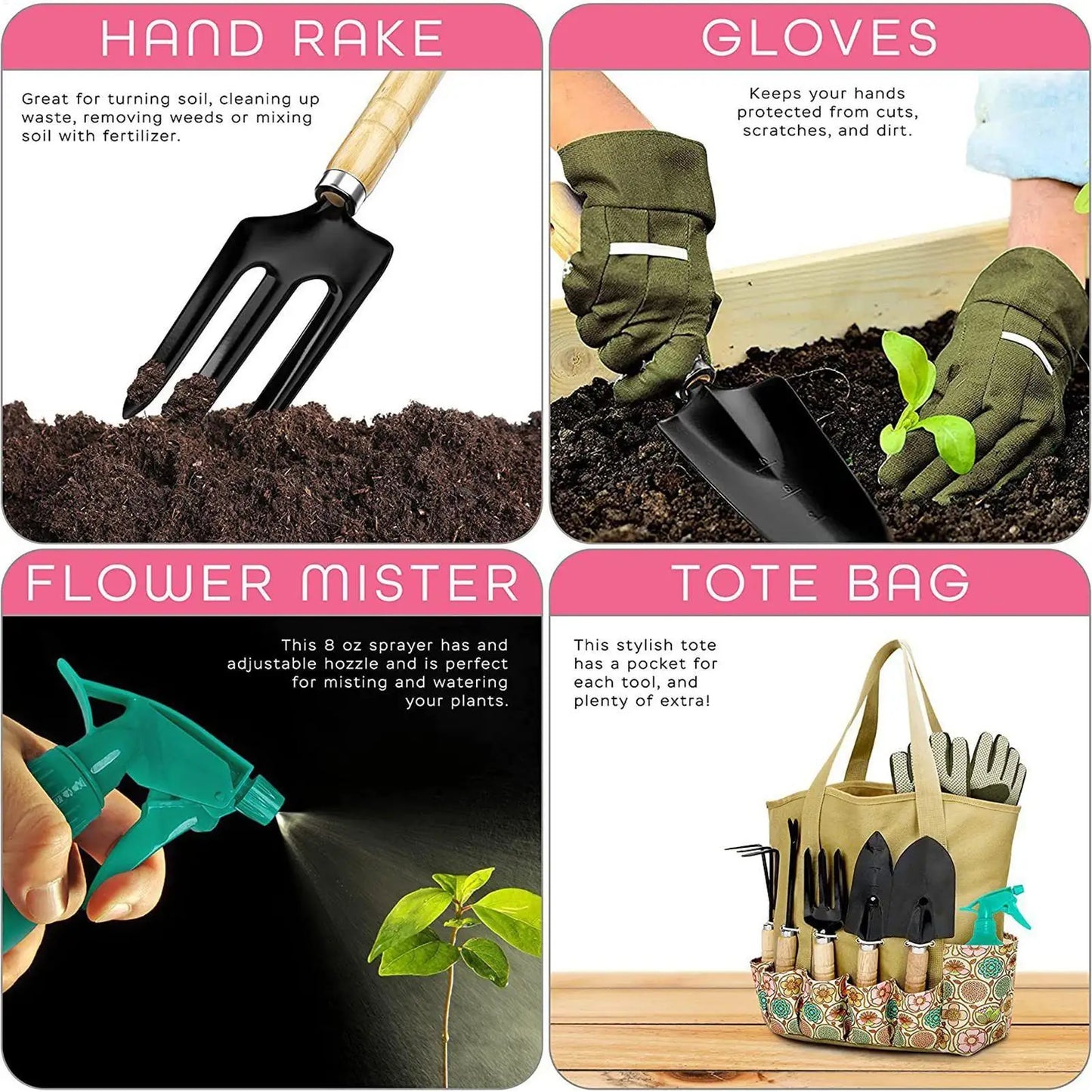 Complete Gardening Tool Set – Shovel, Rake, Gloves & Storage Bag Garden Hand Tool Set Peaceful Pleasures Health and Wellness