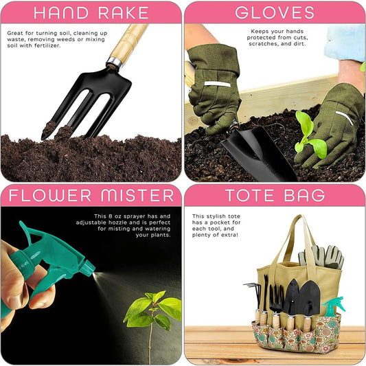 Complete Gardening Tool Set – Shovel, Rake, Gloves & Storage Bag Garden Hand Tool Set Peaceful Pleasures Health and Wellness