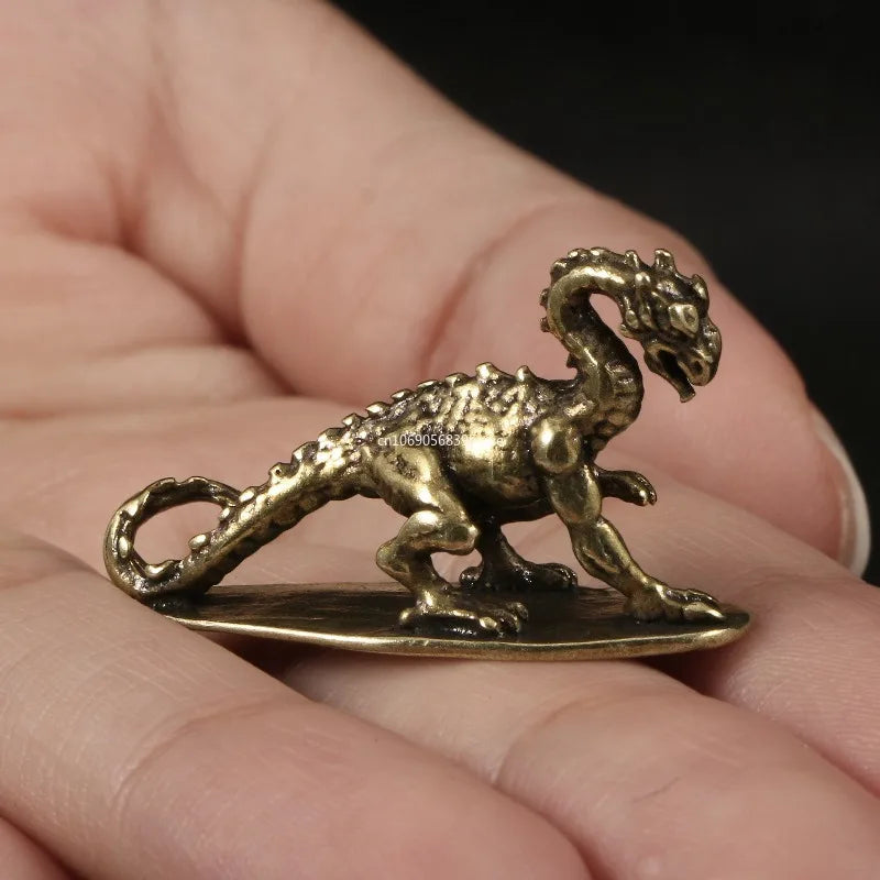 Retro Brass Mini Dragon Figurines Desk Decoration Solid Brass Pterosaur Statue Ornament Home Decor Micro Carved Crafts HomeDecor Peaceful Pleasures Health and Wellness