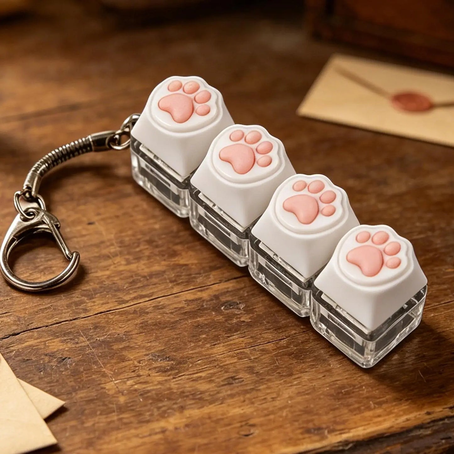 4-Key Keyboard Fidget Keychain Clicker Toy – Light-Up & Portable