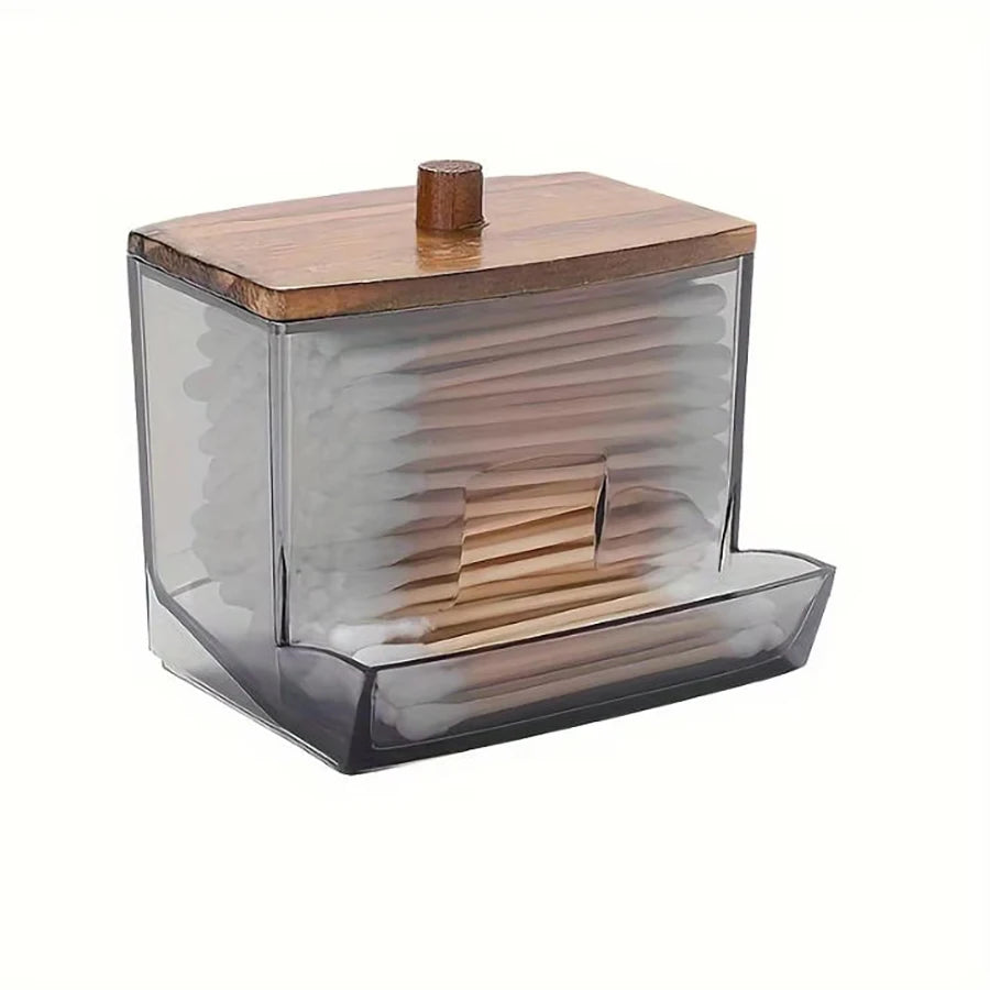 Clear Q-tip Holder & Cotton Ball Dispenser – 10oz Apothecary Jar Bathroom Organizer