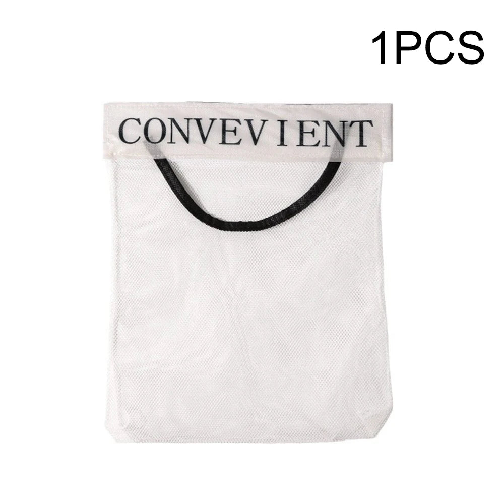 1-3PCS Wall-Mounted Large-Capacity Hanging Mesh Storage Bag Kitchen Garbage Bag Organizer Net Kitchen Storage Tool Peaceful Pleasures Health and Wellness 1pc white