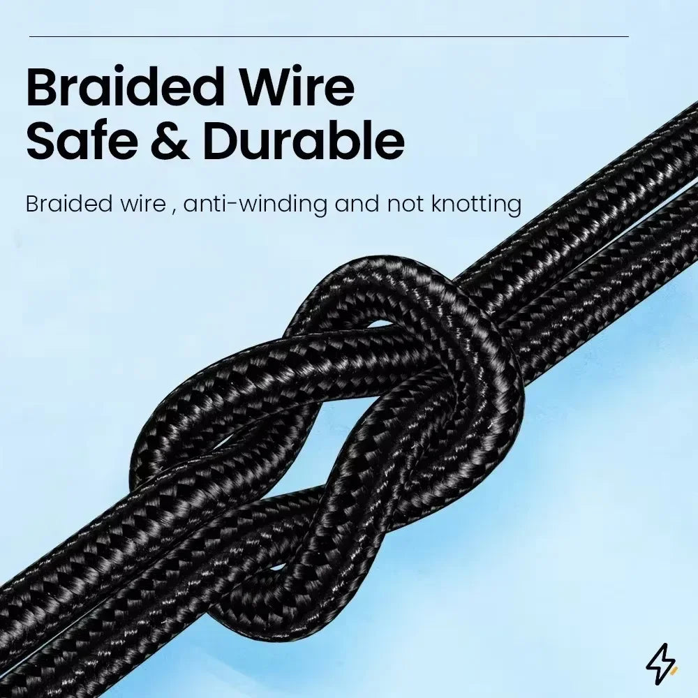 66W USB-C 90° Fast Charging Nylon Braided Cable 1M/2M