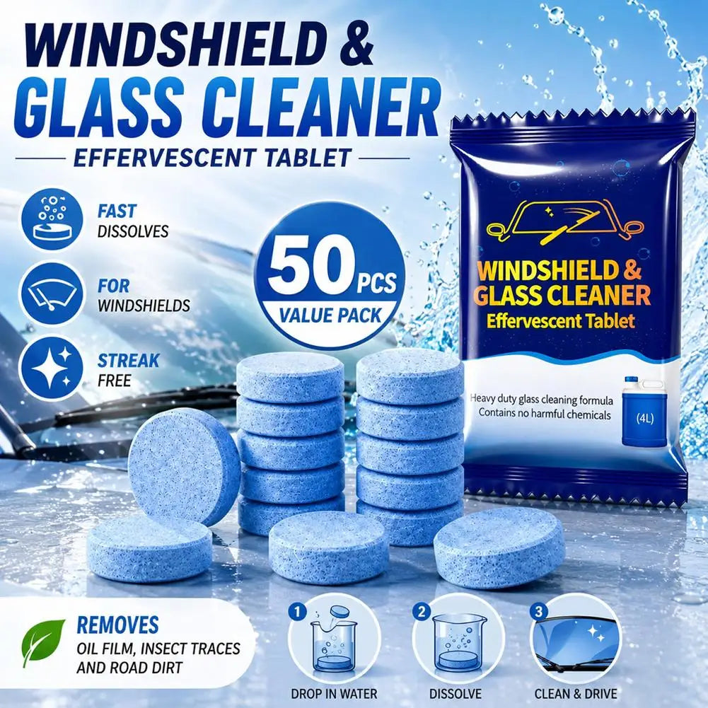 Car Windshield Glass Concentrated Washer Tablets Car Effervescent Washer Fluid Wiper Glass Solid Cleaning Tablets For Car Window Peaceful Pleasures Health and Wellness