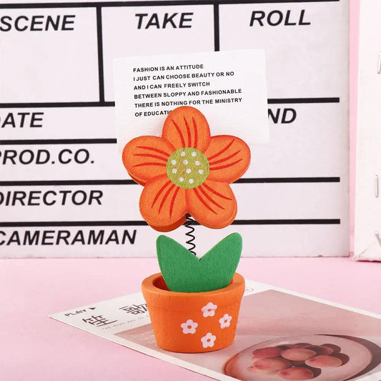 Wooden Flower Note & Photo Card Holder | Cute Desk Organizer Desk Note Holder Oasis Select