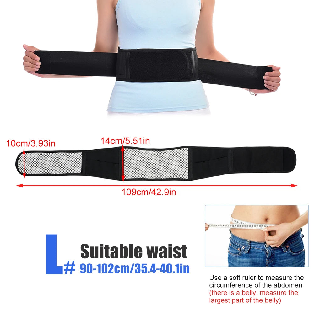 1PCS Magnetic Heated Back Brace Belt - Self Heating Lumbar Support for Pain Relief, Breathable Waist Support Belt for Men & Wome Peaceful Pleasures Health and Wellness Black-1PCS-L